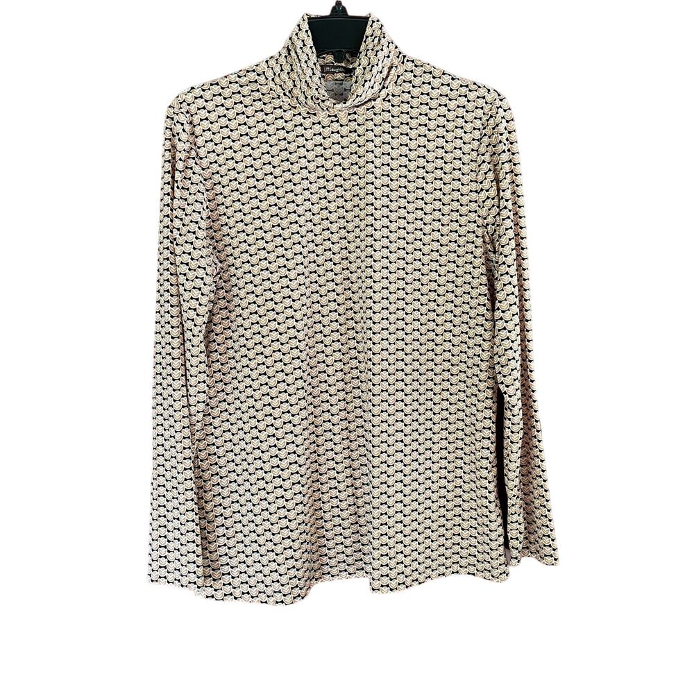 J McLaughlin Top All Over Print Floral Nora‎ Turtleneck Long Sleeve Sz L Soft